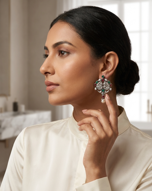 Earring: Peacock Multi Stones