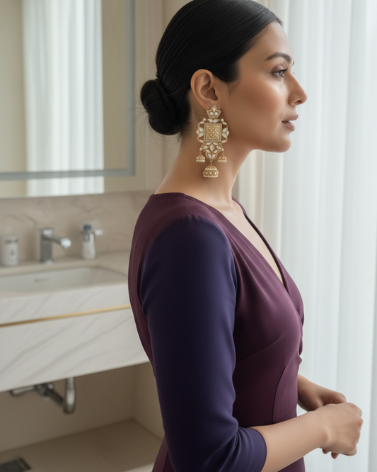 Earring: Inlay & Cubic Zircon