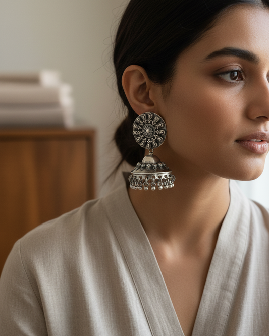 Earring: Silver Beads