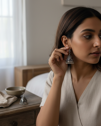 Earring: Silver Beads