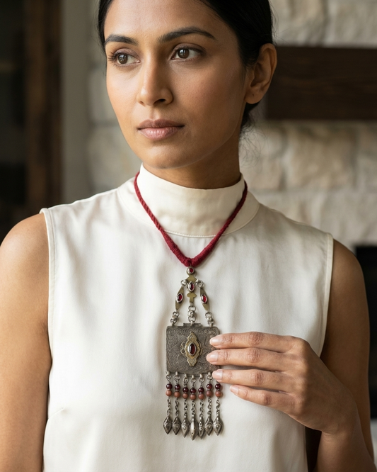 Neck Chain: Garnet & Coral