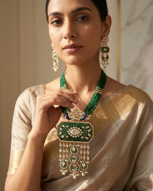 Necklace Set: Uncut Polki Kundan, Meenakari & Pearl