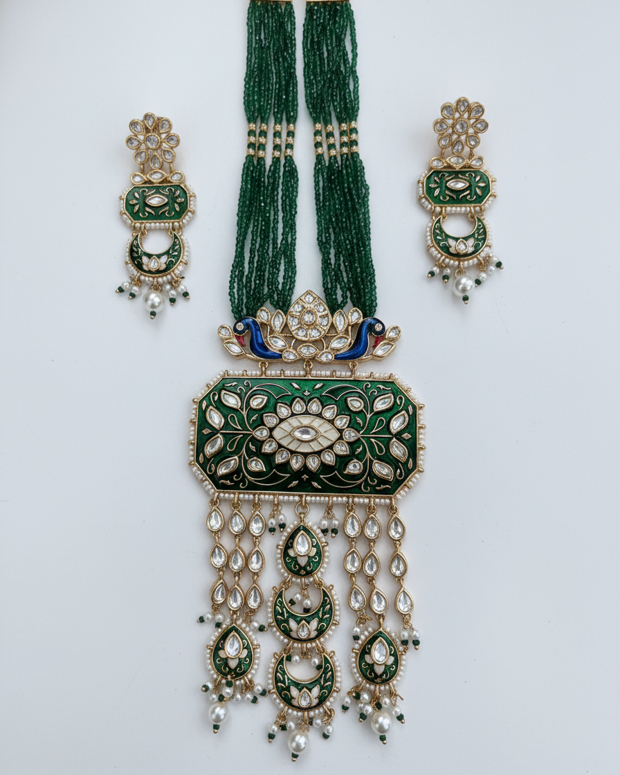 Necklace Set: Uncut Polki Kundan, Meenakari & Pearl