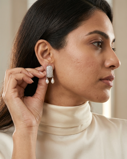 Earring: Pearl & Cubic Zirconia