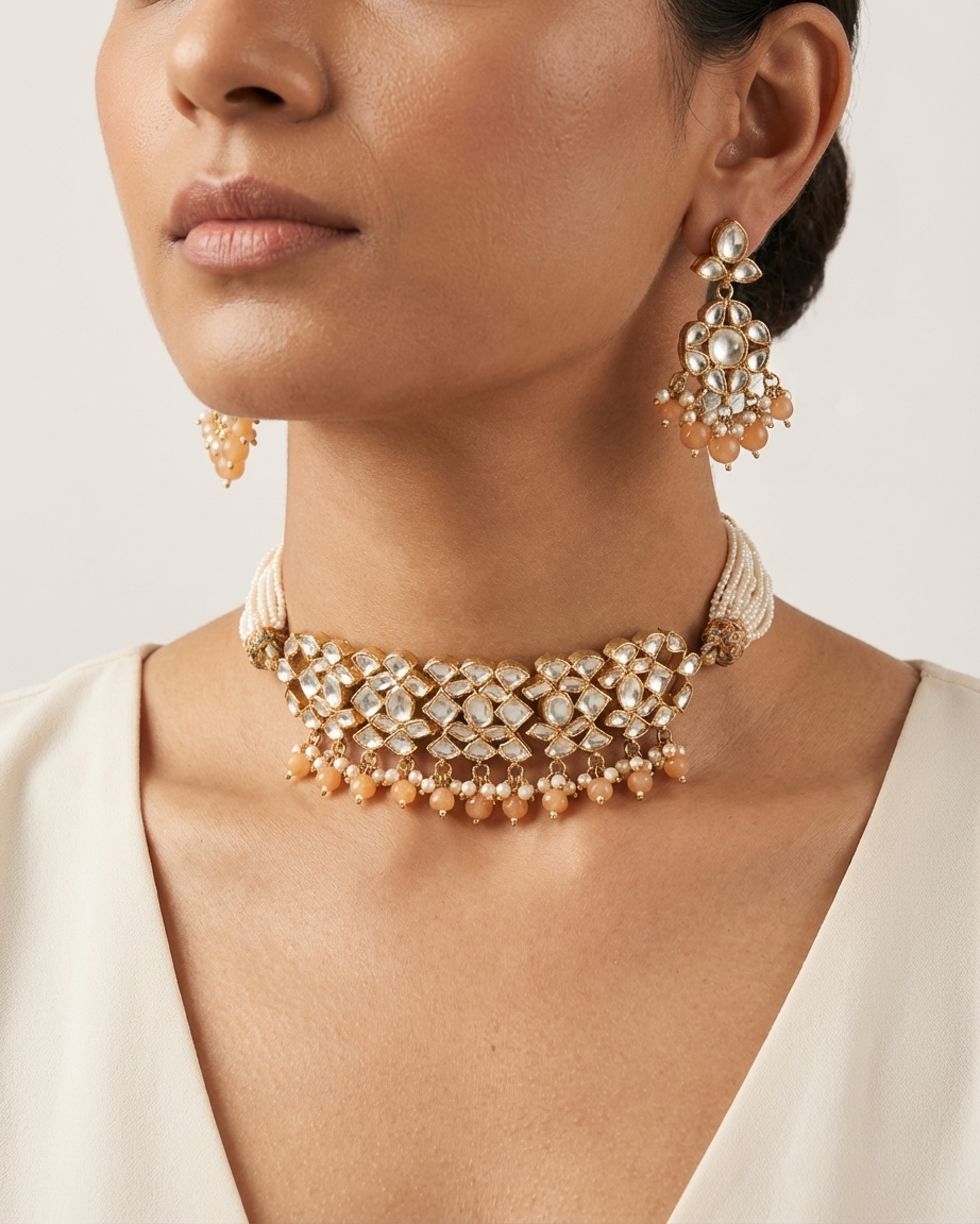Neck Chain: Kundan, Pearls & Beads