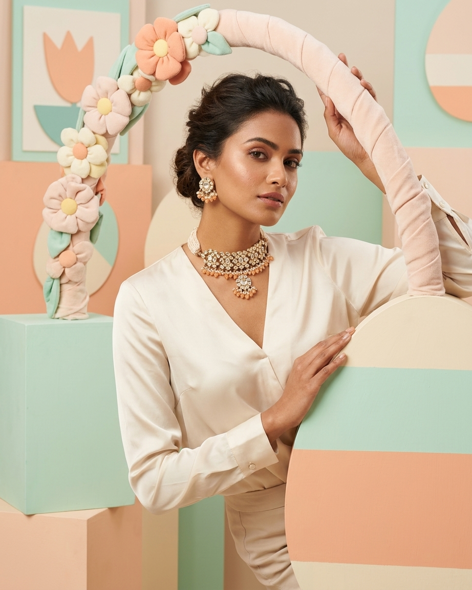 Neck Chain: Kundan, Pearls & Beads