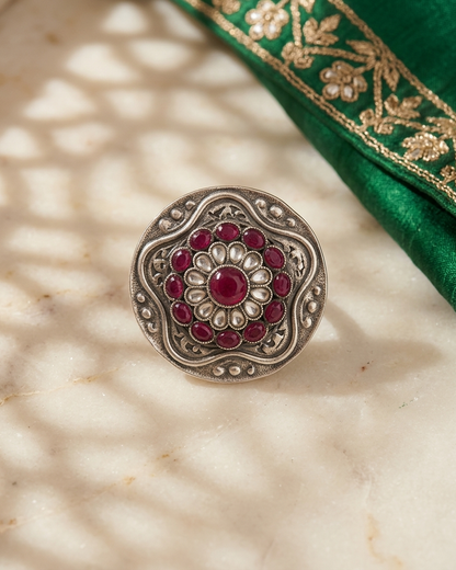 Ring: Tourmaline & White Quartaz