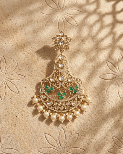 Earring: Pearls, Cubic Zirconia & Green Aventurine