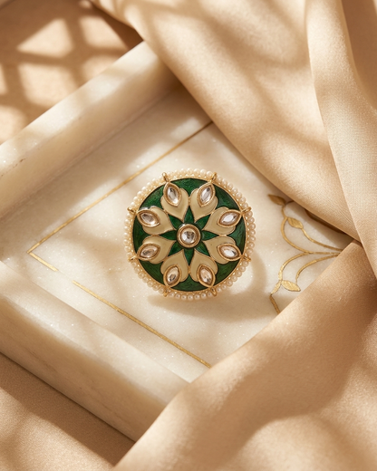 Ring: Uncut Polki Kundan & Minakari