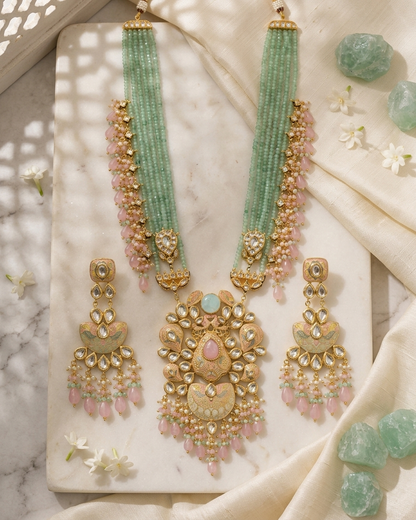 Necklace Set: Jade, Multi Stones & Kundan