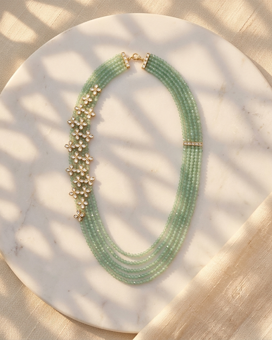 Necklace Set: Jade & Crystal Glass