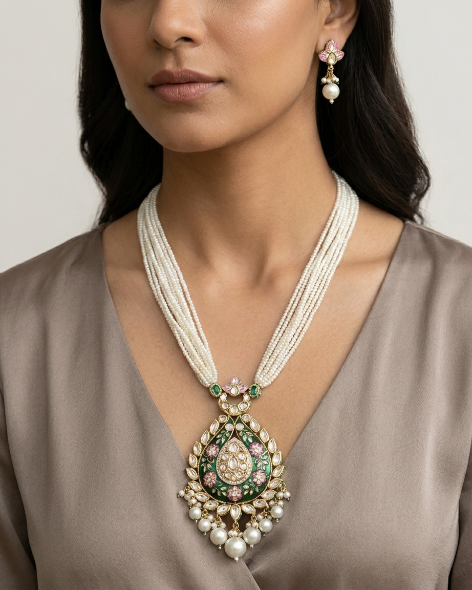 Neck Chain: Meenakari, Kundan & Pearl