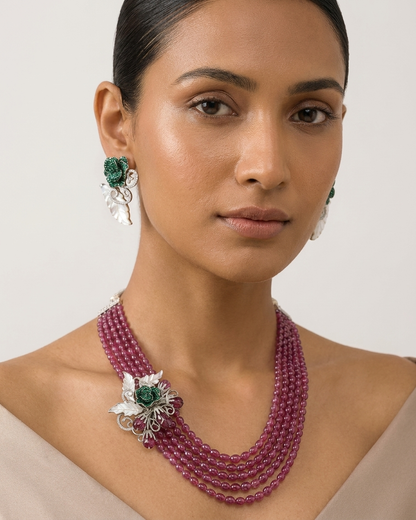 Necklace Set: Tourmaline, Pearls & Cubic Zirconia