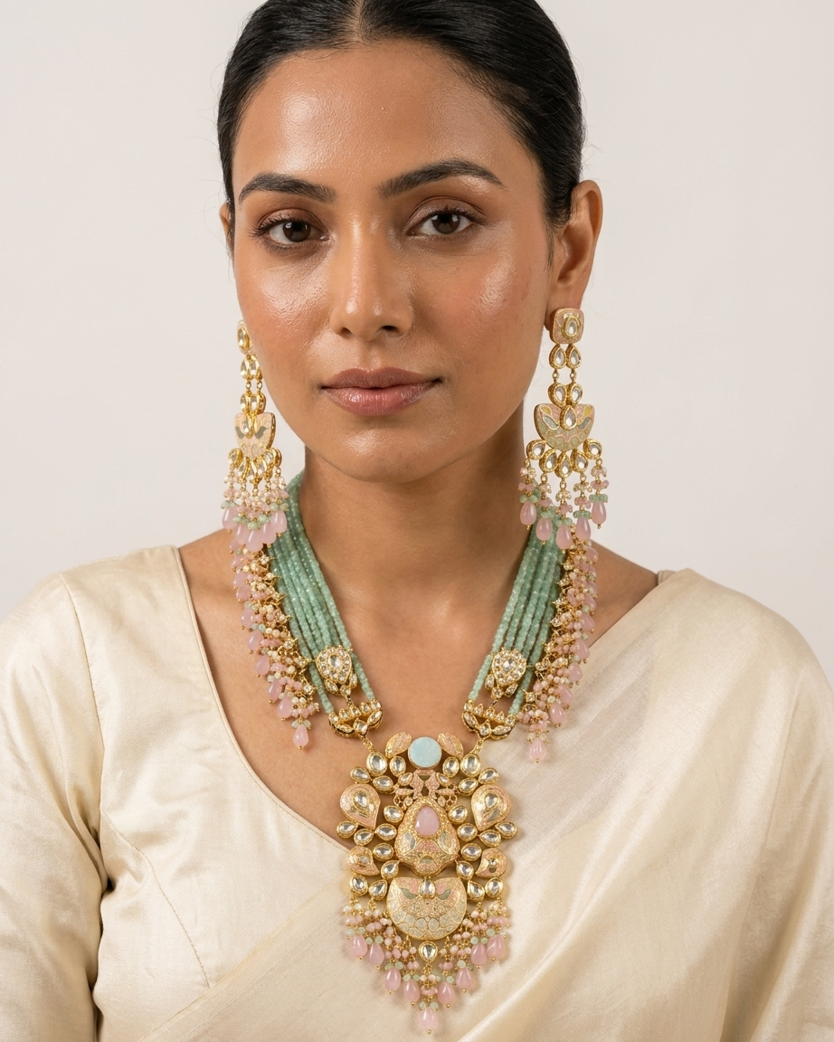 Necklace Set: Jade, Multi Stones & Kundan