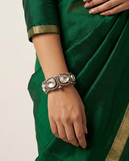 Bangle/Bracelet: Cubic Zirconia & White Quartz