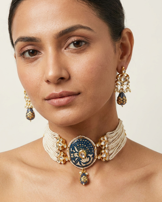 Necklace Set: Kundan, Pearls & Enamel