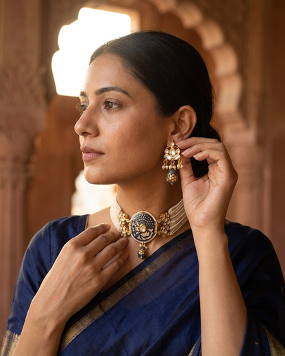Necklace Set: Kundan, Pearls & Enamel