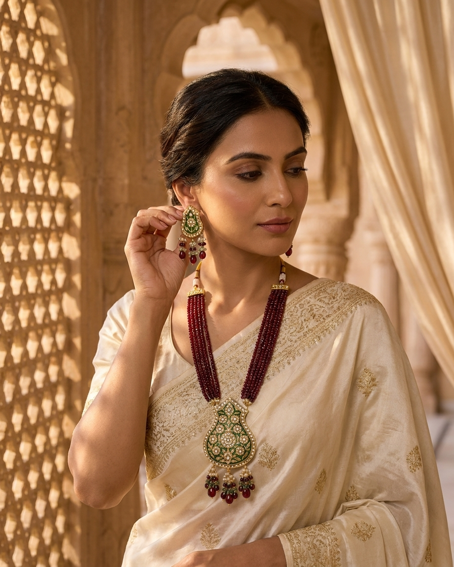Necklace Set: Pearls, Ruby & Kundan