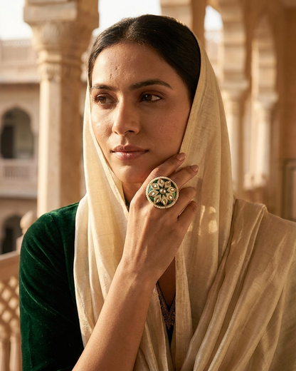 Ring: Uncut Polki Kundan & Minakari