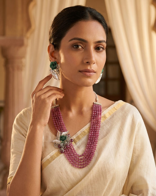 Necklace Set: Tourmaline, Pearls & Cubic Zirconia