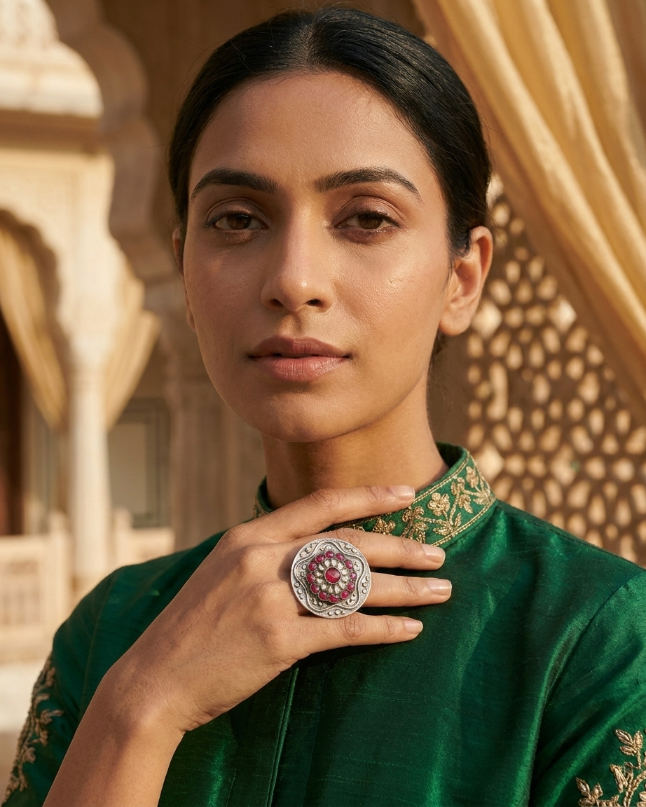 Ring: Tourmaline & White Quartaz