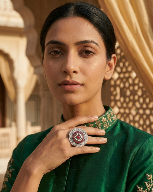 Ring: Tourmaline & White Quartaz