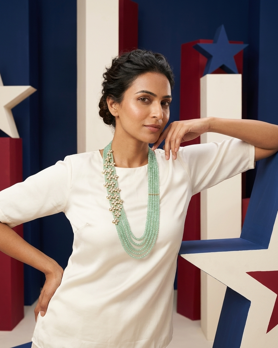 Necklace Set: Jade & Crystal Glass