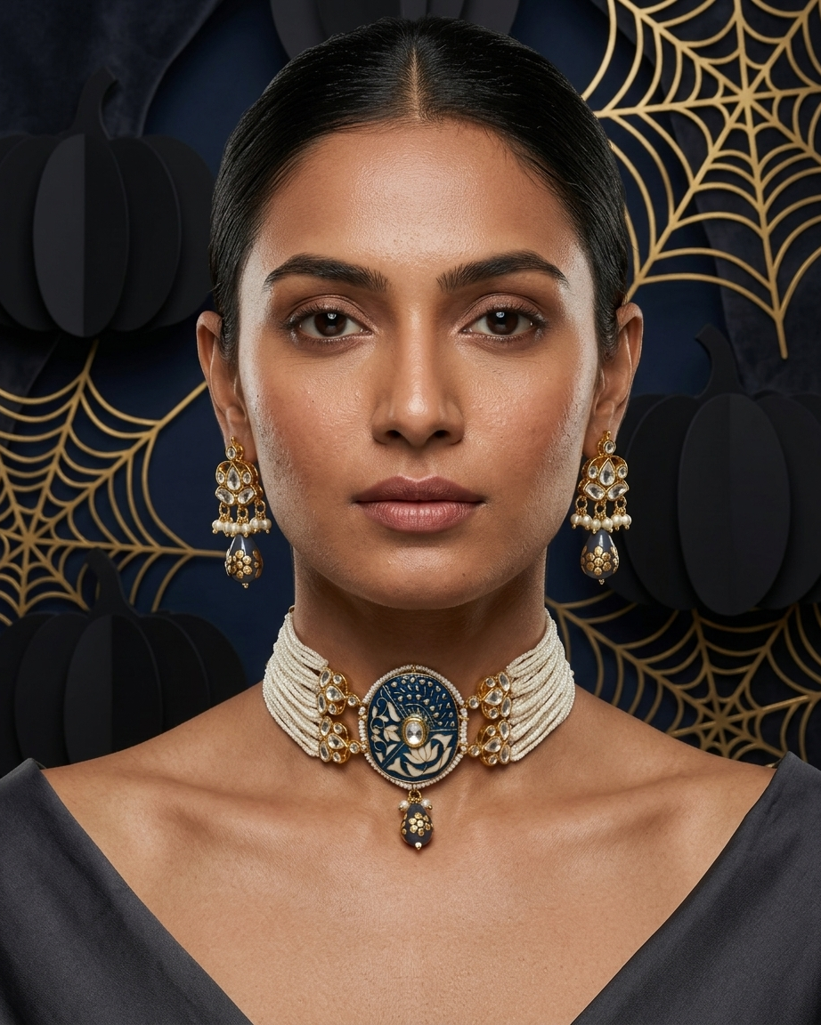 Necklace Set: Kundan, Pearls & Enamel
