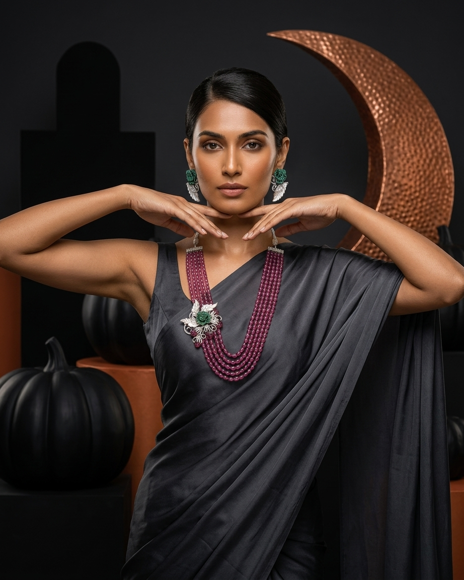 Necklace Set: Tourmaline, Pearls & Cubic Zirconia