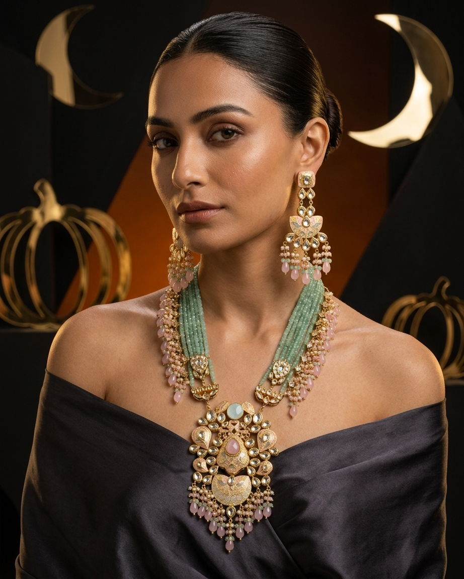 Necklace Set: Jade, Multi Stones & Kundan